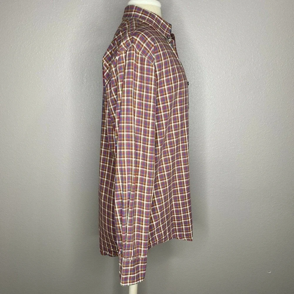 Clear Water Outfitters Men's Brown Red Plaid 100% Cotton Button-Down Shirt - Picture 7 of 10